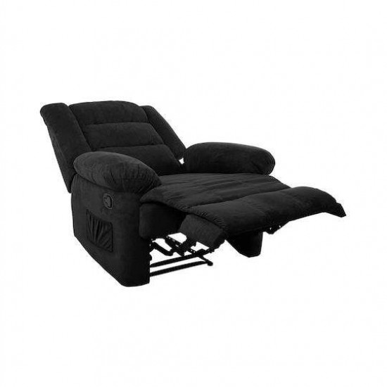 JULIA Massage Πολυθρόνα Relax Σαλονιού - Καθιστικού, Ύφασμα Μαύρο 93x90x100cm