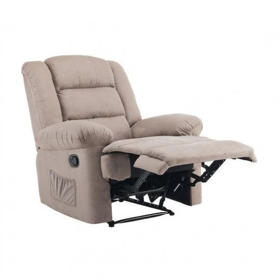 JULIA Massage Πολυθρόνα Relax Σαλονιού - Καθιστικού, Ύφασμα Cappuccino  93x90x100cm