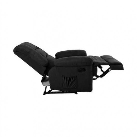 JULIA Massage Πολυθρόνα Relax Σαλονιού - Καθιστικού, Ύφασμα Μαύρο 93x90x100cm