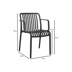 MODA-H Πολυθρόνα Στοιβαζόμενη, PP - UV Protection Απόχρωση Μαύρο 54x57x80cm