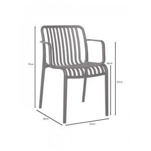 MODA-H Πολυθρόνα Στοιβαζόμενη, PP - UV Protection Απόχρωση Ανθρακί 54x57x80cm