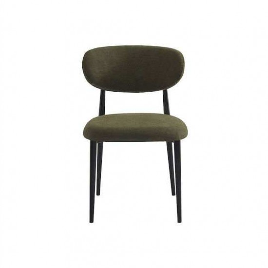 POINT Καρέκλα Τραπεζαρίας Μέταλλο Βαφή Μαύρο, Ύφασμα Olive Green 47x51x79cm