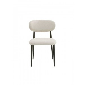 POINT Καρέκλα Τραπεζαρίας Μέταλλο Βαφή Μαύρο, Ύφασμα ΛΕΥΚΟ 47x51x79cm