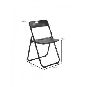 WENDY Καρέκλα Πτυσσόμενη, Μέταλλο Βαφή Μαύρο, PP Απόχρωση Μαύρο 48x49x73cm