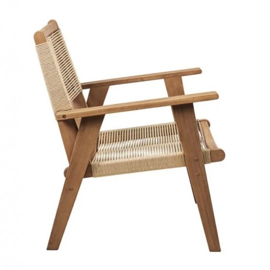 COFFEE Living Πολυθρόνα Καθιστικού Βεράντας - Κήπου, Ακακία Φυσικό-Rope Wicker Μπεζ 66x71x84cm