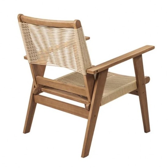 COFFEE Living Πολυθρόνα Καθιστικού Βεράντας - Κήπου, Ακακία Φυσικό-Rope Wicker Μπεζ 66x71x84cm