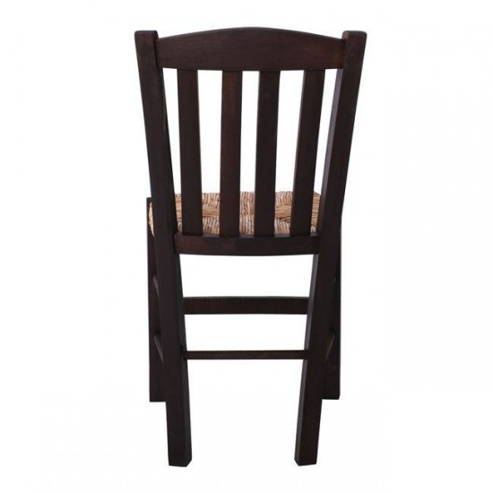 CASA Καρέκλα Οξιά Βαφή Εμποτισμού Καρυδί, Κάθισμα Ψάθα 42x45x88cm