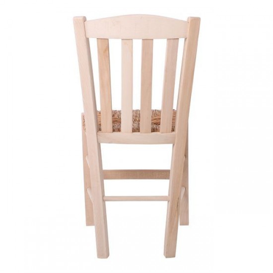 CASA Καρέκλα Οξιά Άβαφη με Ψάθα Αβίδωτη 42x45x88cm