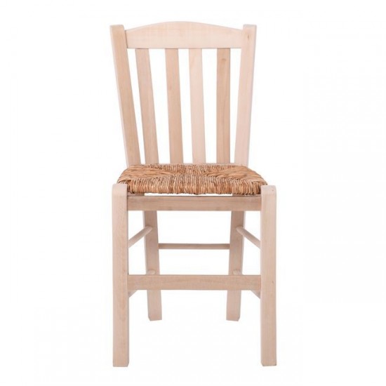 CASA Καρέκλα Οξιά Άβαφη με Ψάθα Αβίδωτη 42x45x88cm