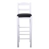 ΣΙΦΝΟΣ Σκαμπό BAR με Πλάτη, Οξιά Βαφή Εμποτισμός Λάκα Άσπρο, Κάθισμα Pu Μαύρο 36x37x78/107cm