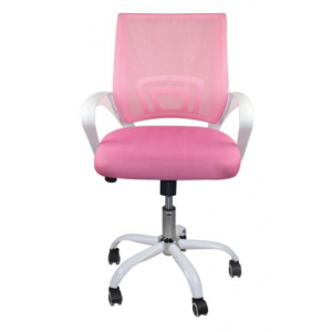 BF2101-SW ΠΟΛΥΘΡΟΝΑ ΓΡΑΦΕΙΟΥ ΜΕ ΑΝΑΚΛΙΣΗ ΑΣΠΡΟ, MESH ΡΟΖ 