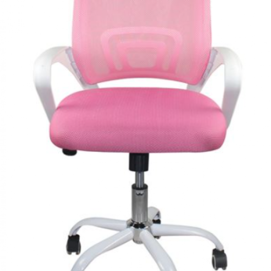 BF2101-SW ΠΟΛΥΘΡΟΝΑ ΓΡΑΦΕΙΟΥ ΜΕ ΑΝΑΚΛΙΣΗ ΑΣΠΡΟ, MESH ΡΟΖ