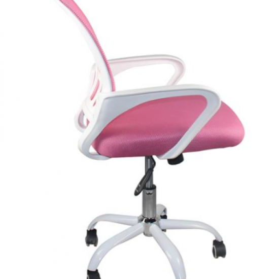 BF2101-SW ΠΟΛΥΘΡΟΝΑ ΓΡΑΦΕΙΟΥ ΜΕ ΑΝΑΚΛΙΣΗ ΑΣΠΡΟ, MESH ΡΟΖ