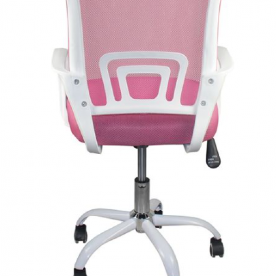 BF2101-SW ΠΟΛΥΘΡΟΝΑ ΓΡΑΦΕΙΟΥ ΜΕ ΑΝΑΚΛΙΣΗ ΑΣΠΡΟ, MESH ΡΟΖ