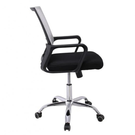 BF2110 Πολυθρόνα Γραφείου Μέταλλο Χρώμιο, Mesh Γκρι - Μαύρο 58x60x94/104cm