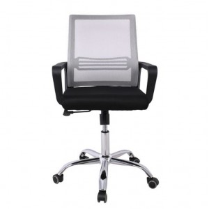 BF2110 Πολυθρόνα Γραφείου Μέταλλο Χρώμιο, Mesh Γκρι - Μαύρο 58x60x94/104cm