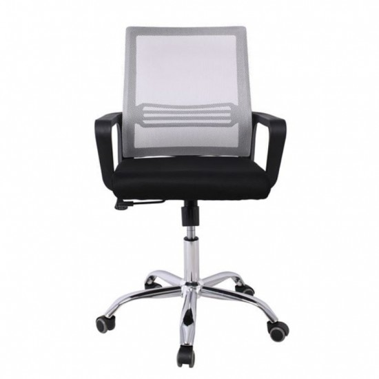 BF2110 Πολυθρόνα Γραφείου Μέταλλο Χρώμιο, Mesh Γκρι - Μαύρο 58x60x94/104cm