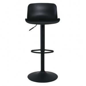 MOSS Σκαμπό BAR με Πλάτη, Μέταλλο Βαφή Μαύρο, PP Μαύρο, Ρύθμιση Ύψους, Περιστρεφόμενο 44x45x81/102cm