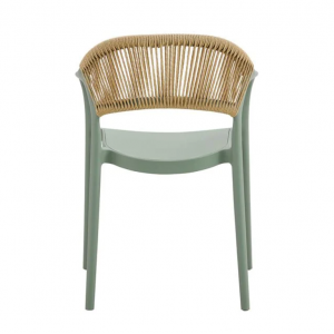 DONNA Πολυθρόνα Στοιβαζόμενη, PP-UV Forest Green, Rope Wicker Φυσικό 56x54x81cm