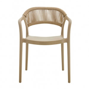 DONNA Πολυθρόνα Στοιβαζόμενη, PP-UV Tortora, Rope Wicker Φυσικό 56x54x81cm