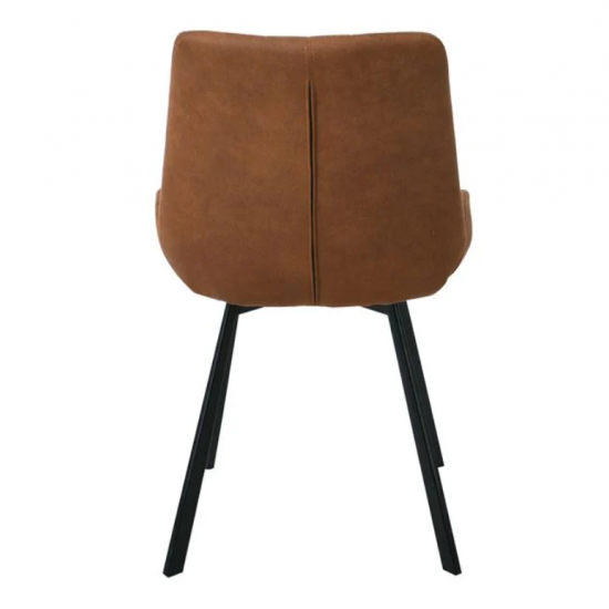 MATT Καρέκλα Τραπεζαρίας Μέταλλο Βαφή Μαύρο, Ύφασμα Suede Καφέ 55x61x88cm