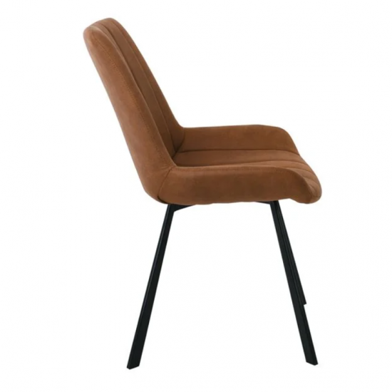 MATT Καρέκλα Τραπεζαρίας Μέταλλο Βαφή Μαύρο, Ύφασμα Suede Καφέ 55x61x88cm