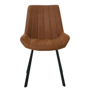 MATT Καρέκλα Τραπεζαρίας Μέταλλο Βαφή Μαύρο, Ύφασμα Suede Καφέ 55x61x88cm