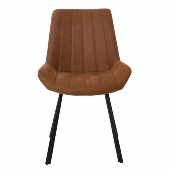 MATT Καρέκλα Τραπεζαρίας Μέταλλο Βαφή Μαύρο, Ύφασμα Suede Καφέ 55x61x88cm