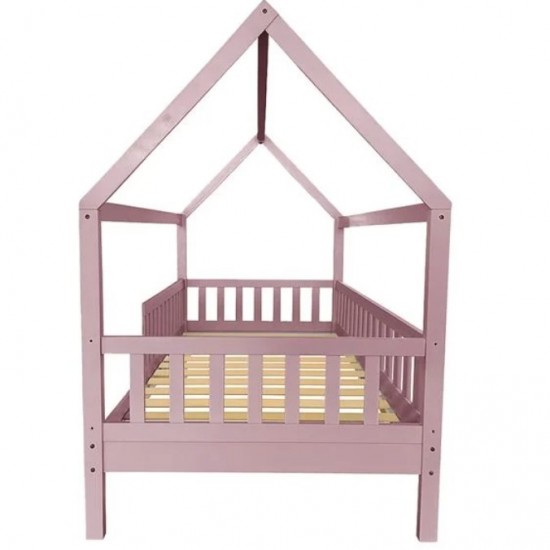 DREAM Montessori Παιδικό Κρεβάτι, για Στρώμα 90x190cm, Ξύλο Πεύκου Απόχρωση Ροζ 97x197x129cm