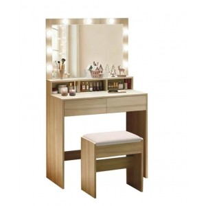 LUCY Set Τουαλέτα με Σκαμπό, Απόχρωση Sonoma, Καθρέπτης LED & θύρα USB 80x40x75/140cm LUCY Set Τουαλέτα με Σκαμπό, Απόχρωση Sonoma, Καθρέπτης LED & θύρα USB 80x40x75/140cm