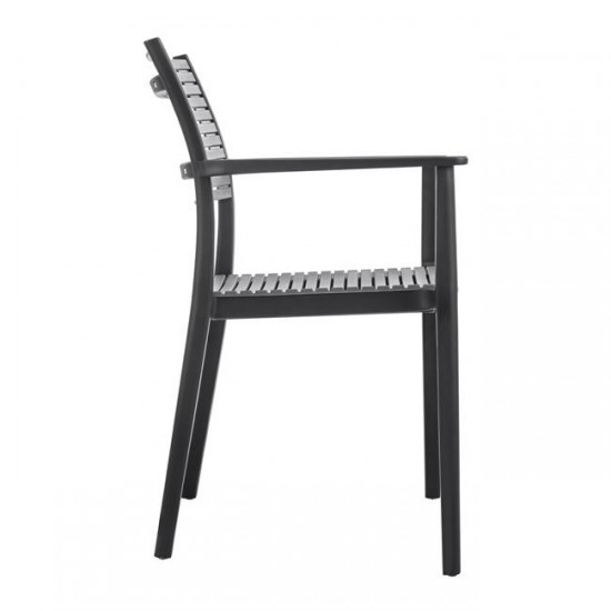 AKRON Πολυθρόνα PP-UV Μαύρο - Γκρι 60x55x85cm