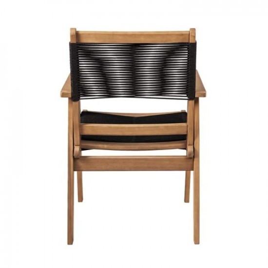 COFFEE Dining Πολυθρόνα Βεράντας - Κήπου, Ξύλο Ακακία Φυσικό, Rope Wicker Μαύρο 58x56x87cm