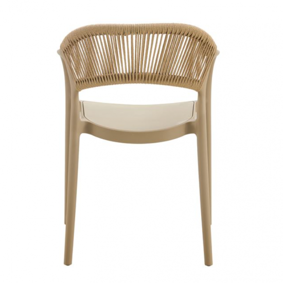 DONNA Πολυθρόνα Στοιβαζόμενη, PP-UV Tortora, Rope Wicker Φυσικό 56x54x81cm