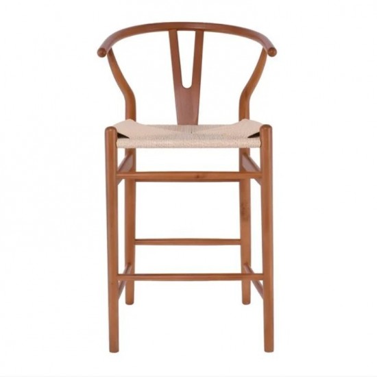 LIMA Σκαμπό BAR, Ξύλο Οξιά, Καρυδί, Κάθισμα Paper Rope Φυσικό (ύψος καθ.67cm) 55x53x67/98cm