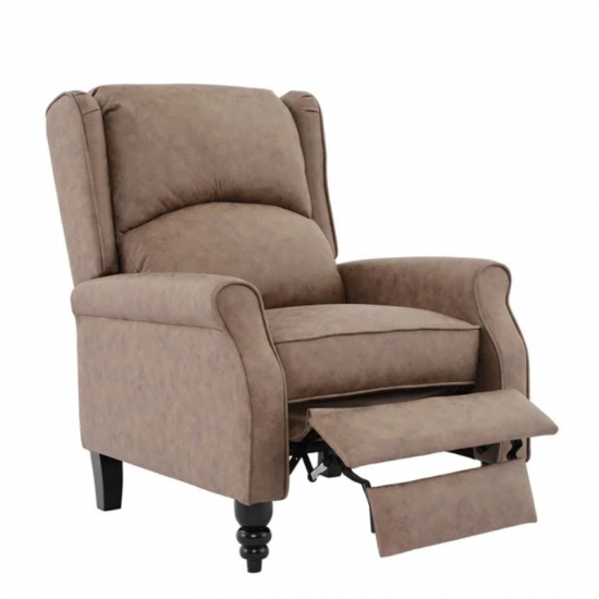 SIMPLE Relax Πολυθρόνα Μπερζέρα Σαλονιού, Καθιστικού, Ύφασμα Απόχρωση Antique Καφέ 72x84x97cm