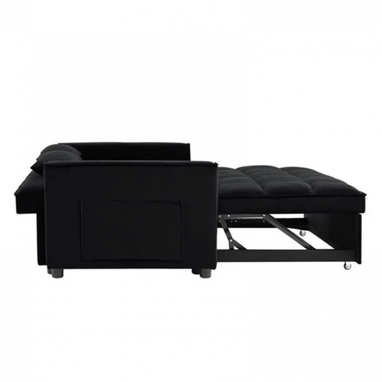 TEMPO Καναπές - Κρεβάτι, Με ανάκλιση πλάτης, Ύφασμα Velure Μαύρο 137x98x77cm