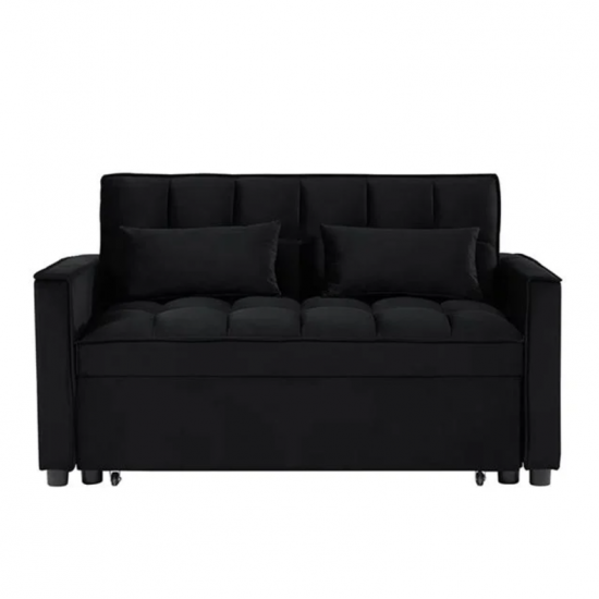 TEMPO Καναπές - Κρεβάτι, Με ανάκλιση πλάτης, Ύφασμα Velure Μαύρο 137x98x77cm