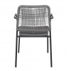 LUIGI Πολυθρόνα Βεράντας-Κήπου Μέταλλο Βαφή Ανθρακί, Rope Wicker Γκρι, Στοιβαζόμενη 54x56x80cm