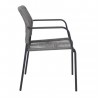 LUIGI Πολυθρόνα Βεράντας-Κήπου Μέταλλο Βαφή Ανθρακί, Rope Wicker Γκρι, Στοιβαζόμενη 54x56x80cm