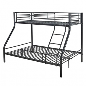 DOUBLE Κρεβάτι Κουκέτα Μέταλλο Βαφή Μαύρο, Για στρώματα 140x190+90x190cm