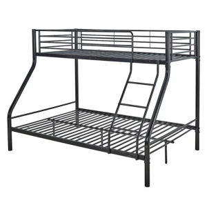 DOUBLE Κρεβάτι Κουκέτα Μέταλλο Βαφή Μαύρο, Για στρώματα 140x190+90x190cm