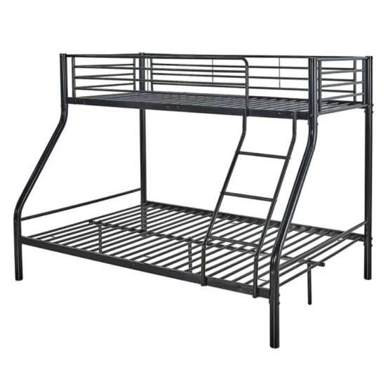 DOUBLE Κρεβάτι Κουκέτα Μέταλλο Βαφή Μαύρο, Για στρώματα 140x190+90x190cm