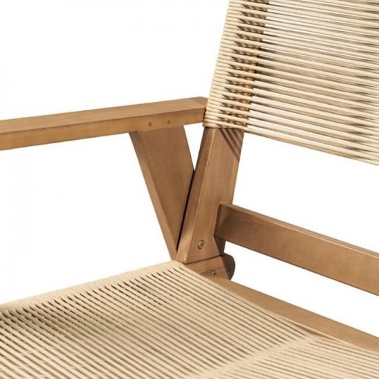 COFFEE Living Καναπές 2θέσιος Καθιστικού Βεράντας-Κήπου, Ακακία Φυσικό-Rope Wicker Μπεζ