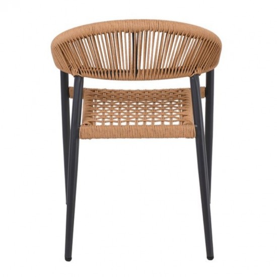 MADISON Πολυθρόνα Βεράντας- Κήπου, ALU Ανθρακί, Rope Wicker Φυσικό, Στοιβαζόμενη 58x56x78cm