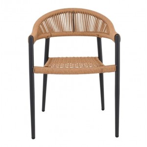 MADISON Πολυθρόνα Βεράντας- Κήπου, ALU Ανθρακί, Rope Wicker Φυσικό, Στοιβαζόμενη 58x56x78cm