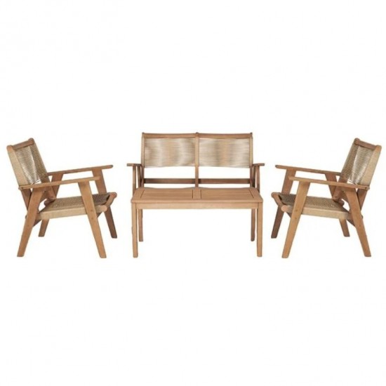 COFFEE Living Καναπές 2θέσιος Καθιστικού Βεράντας-Κήπου, Ακακία Φυσικό-Rope Wicker Μπεζ