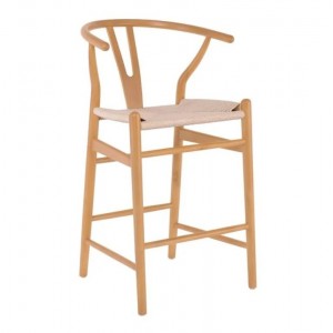 LIMA Σκαμπό BAR, Ξύλο Οξιά, Φυσικό, Κάθισμα Paper Rope Φυσικό (ύψος καθ.67cm) 55x53x67/98cm