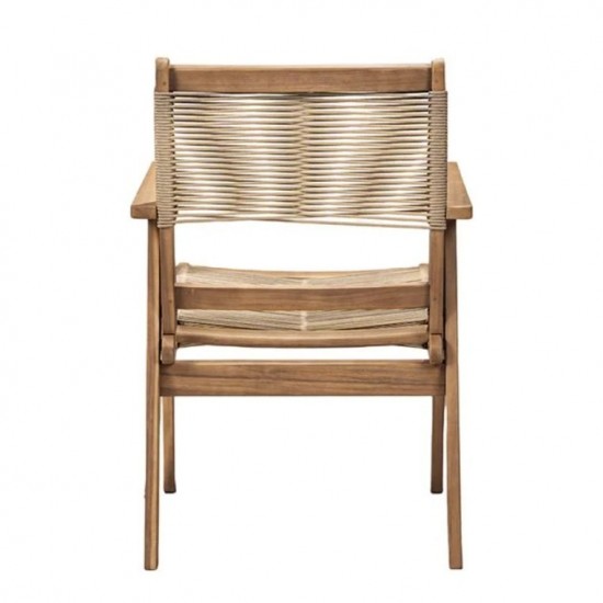 COFFEE Dining Πολυθρόνα Βεράντας - Κήπου, Ξύλο Ακακία Φυσικό, Rope Wicker Μπεζ 58x56x87cm