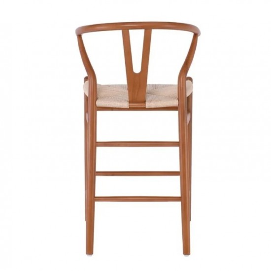 LIMA Σκαμπό BAR, Ξύλο Οξιά, Καρυδί, Κάθισμα Paper Rope Φυσικό (ύψος καθ.67cm) 55x53x67/98cm