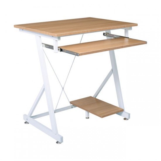 UNIT Γραφείο Η/Υ Μέταλλο Βαφή Άσπρο, Melamine Απόχρωση Sonoma 70x55x75cm